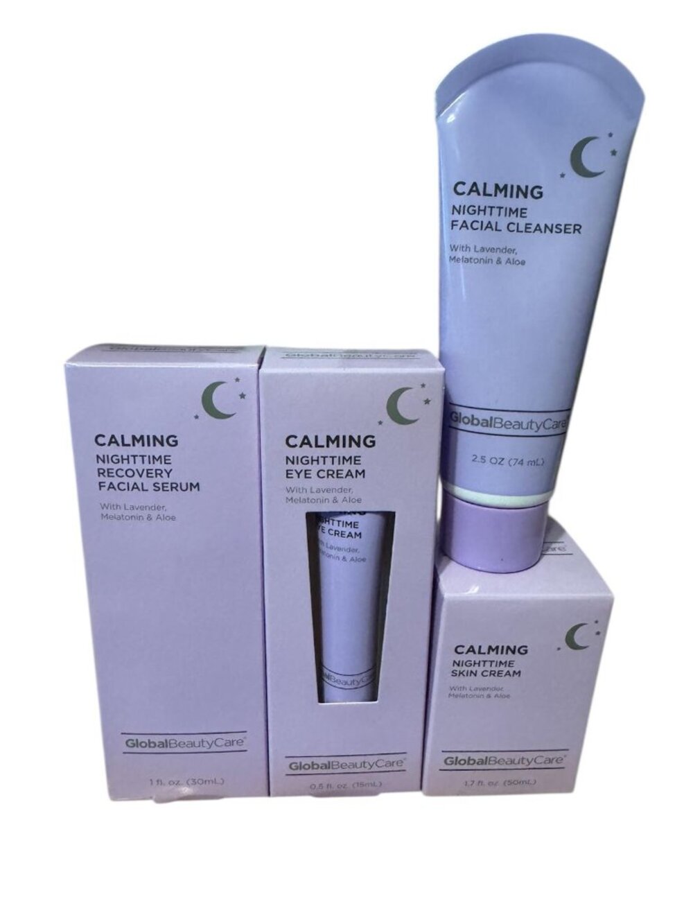 Beauty Care Calming 4pc. Set NEW Facial Serum, Cleanser, Nighttime Cream